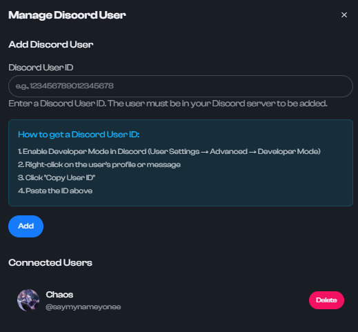 How to add Discord User
