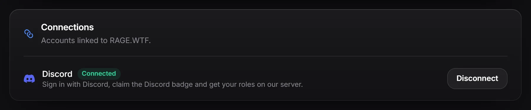 Discord connected in Settings