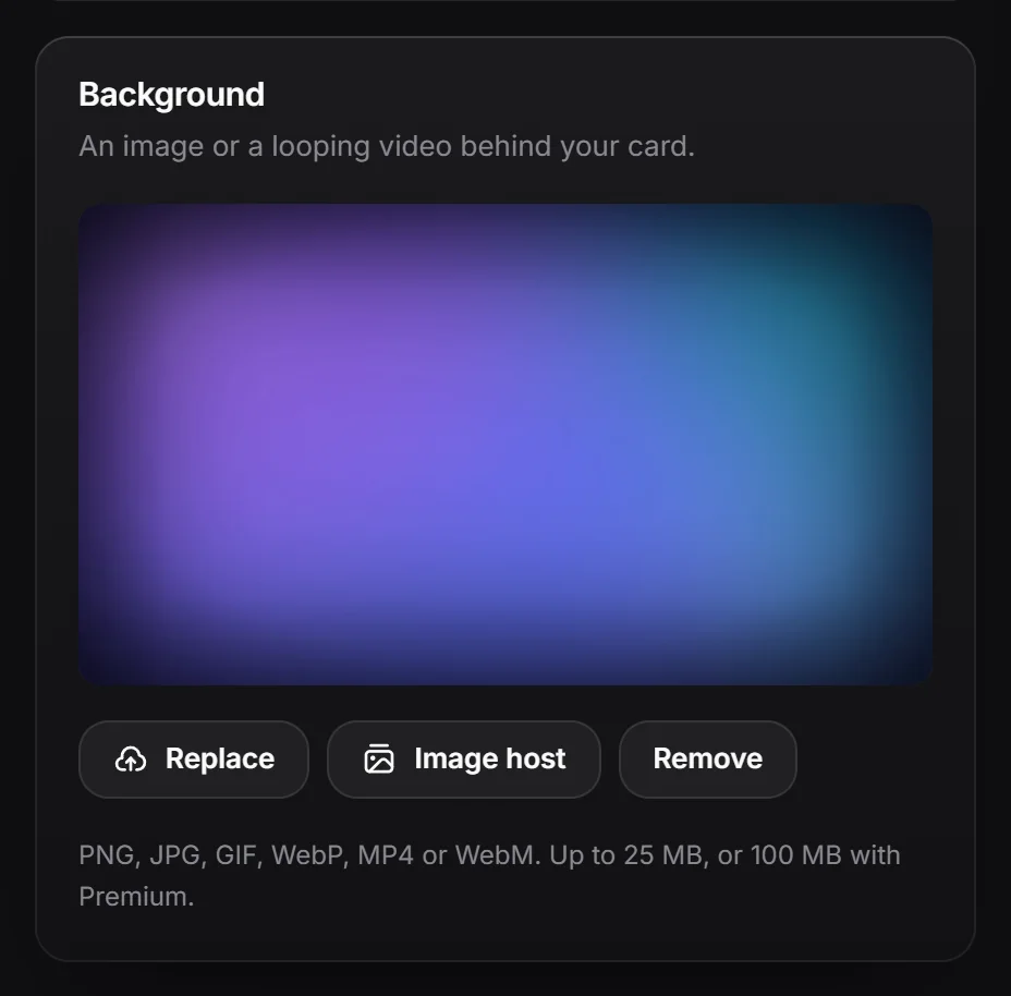 The Background box with an uploaded image