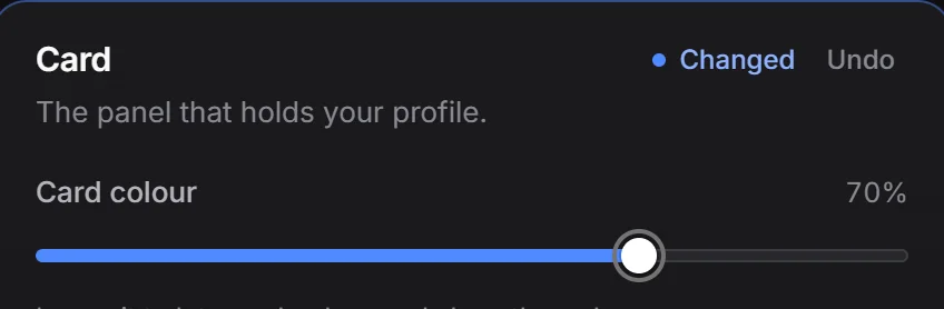 A settings group marked Changed with its Undo button