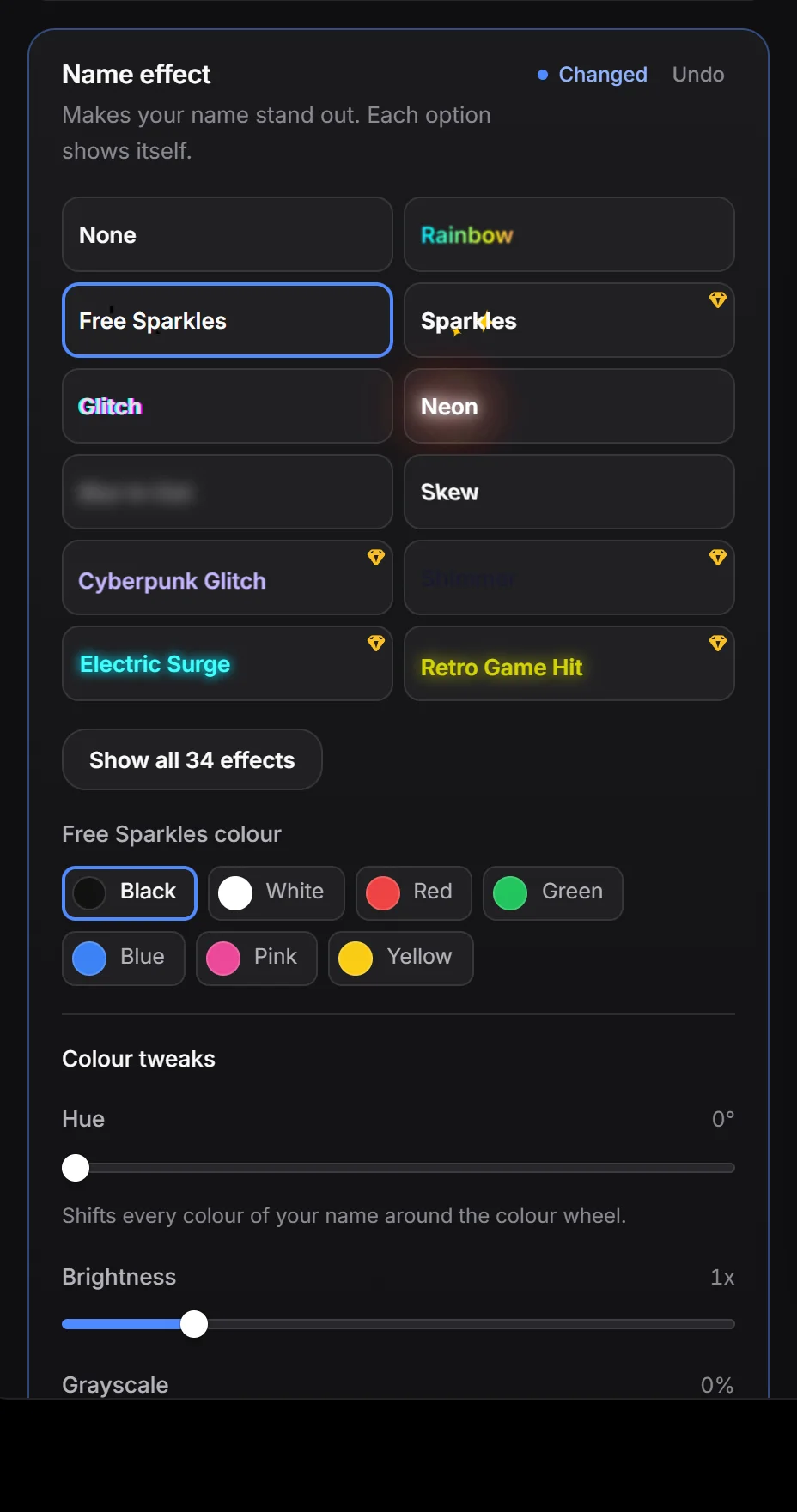 Name effect tiles playing their effects