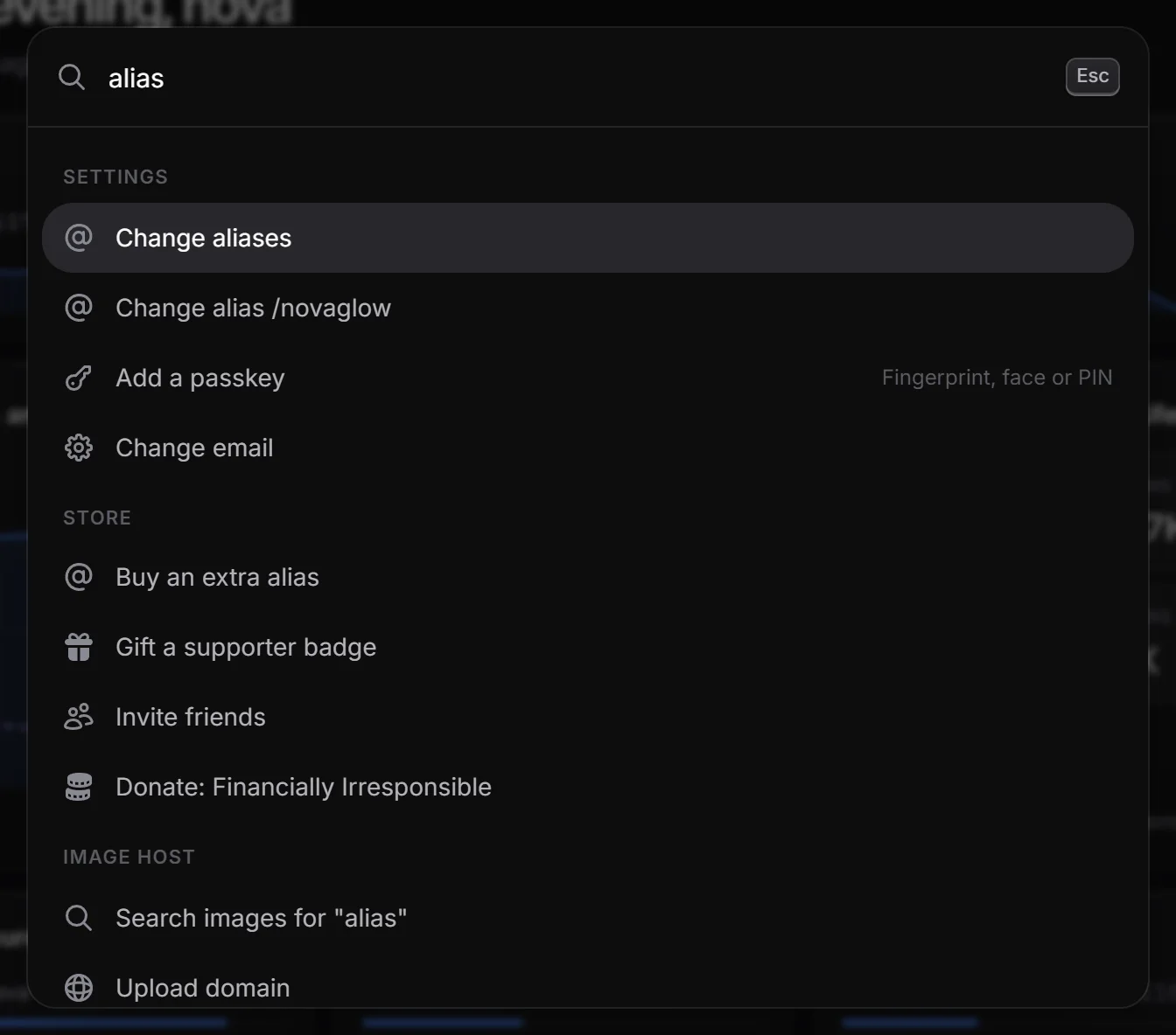 Search open with a few results